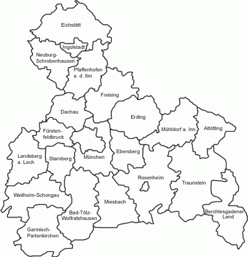 Karte Bezirk Oberbayern